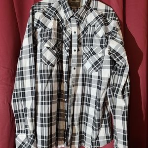 Wrangler black plaid men's XL retro button up